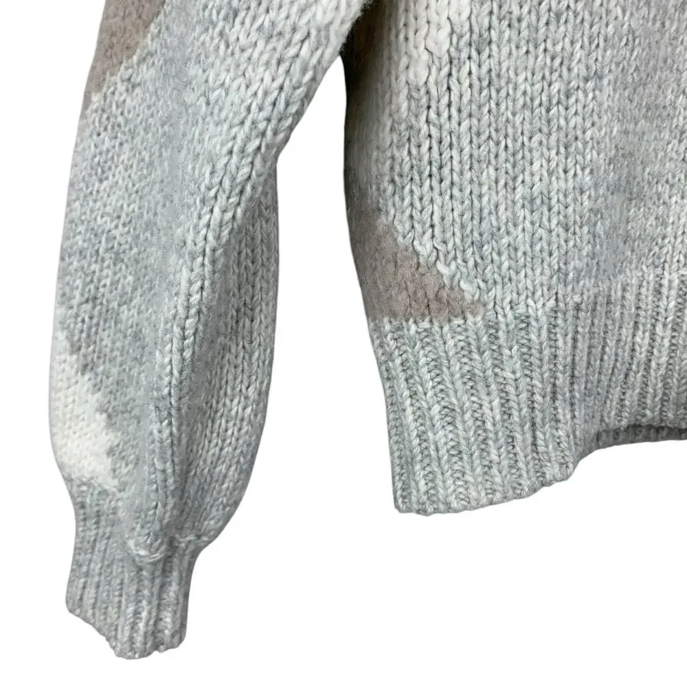 Ann Taylor Sweater Pullover Argyle Grey Cream Soft Knit Mock Neck Women's S - Picture 4 of 7
